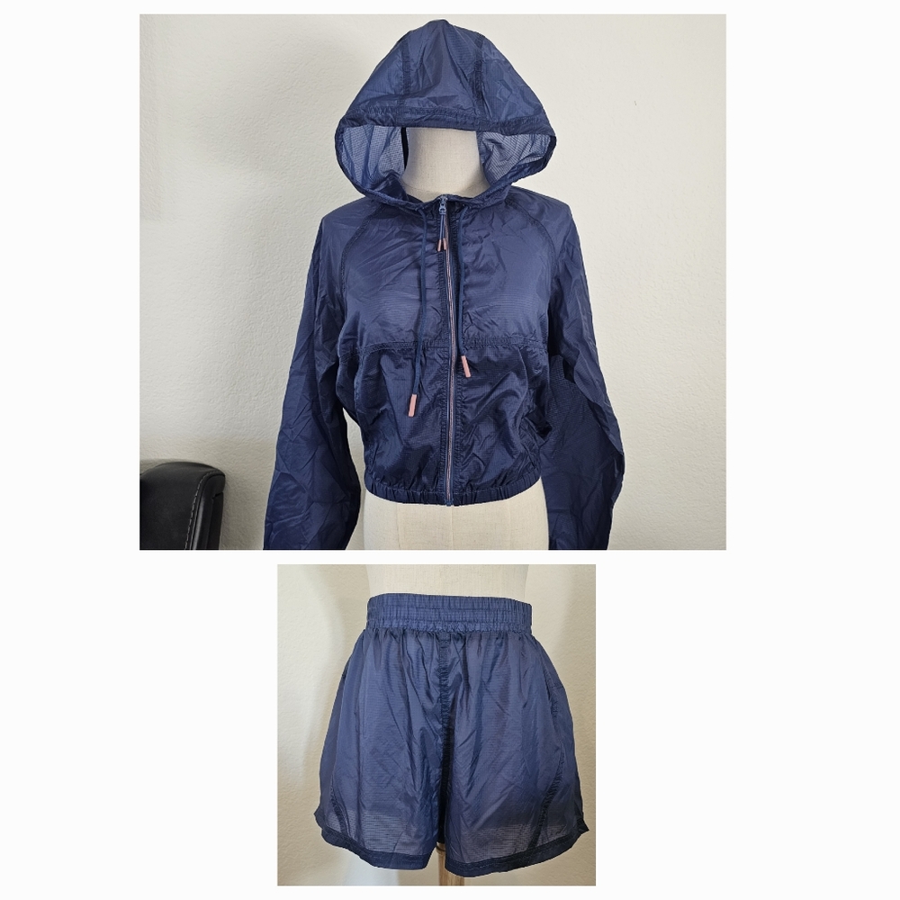 L*space 2 pce set Flyaway Lightweight Nylon Windbreaker Jacket Shorts Fanny Pack